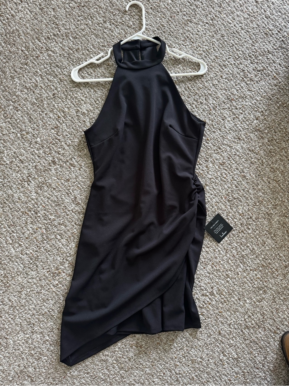 Lulu's One-Shoulder Black Asymmetric Cocktail Dress